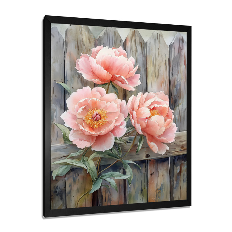 Gerhardt - salon d'art mural floral, H 40 po x l 30 po, Noir, noir, noir, noir, Reproduction encadrée d'une seule photo