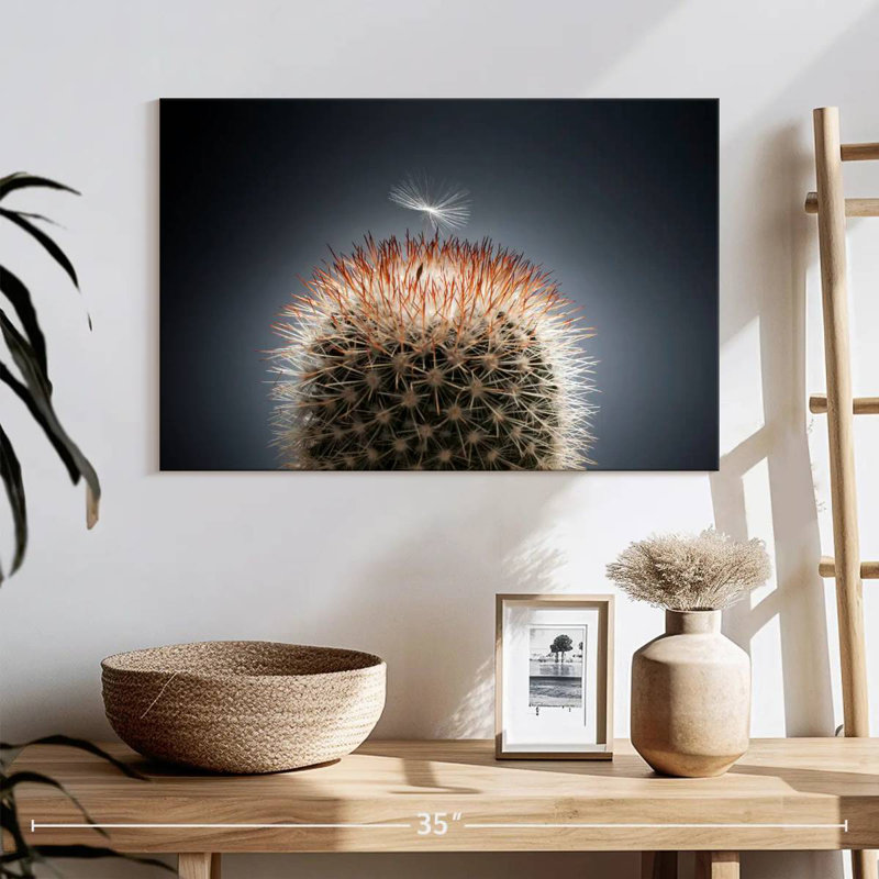 Harnek, graines de pissenlit sur cactus, H 16 po x l 24 po