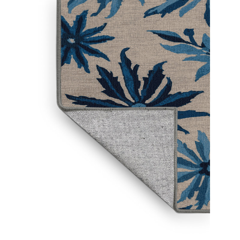 Tapis gris botanique lavable à la machine, Rectangulaire 2 pi x 3 pi