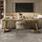86.61" Brown Rectangular Solid Wood Office Sets