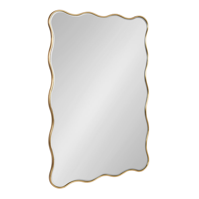 Scalloped Rectangle Bathroom Mirror, Gold, 36" x 24"