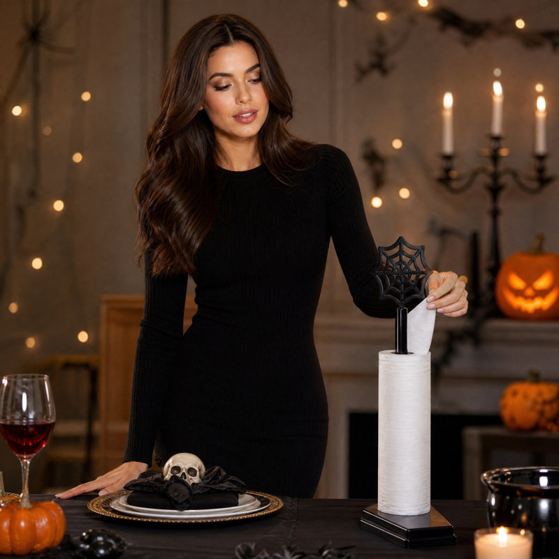 Décoration d'Halloween, porte-rouleau de papier essuie-tout, présentoir à rouleaux de papier essuie-tout, support de rangement pour rouleaux de papier essuie-tout, décoration d'Halloween, style restaurant