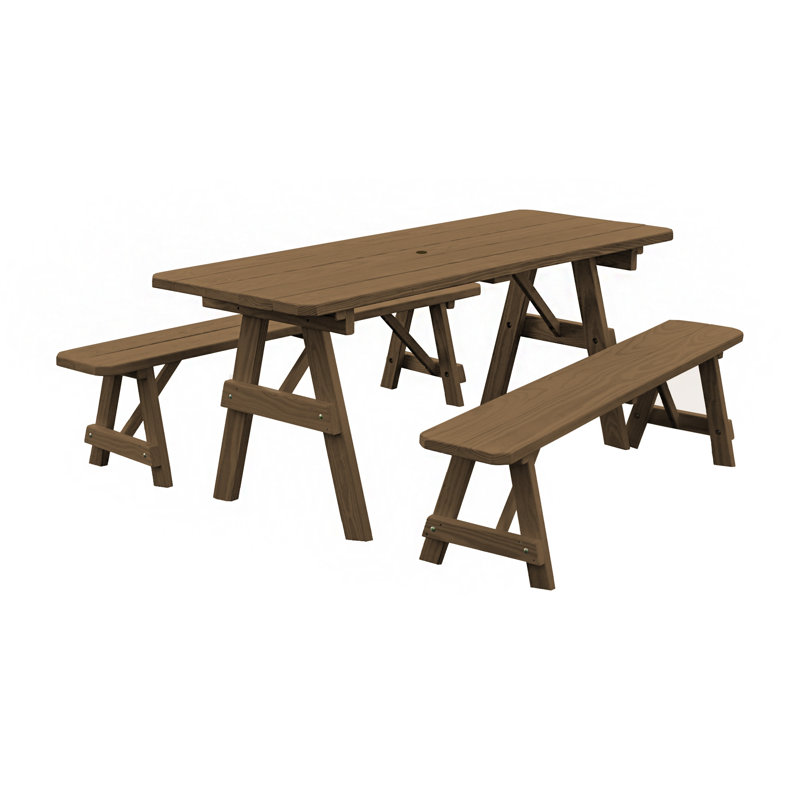Table de pique-nique 3 pièces Summerhill, Teinte champignon, L 70 po x l 27 po x H 30 po