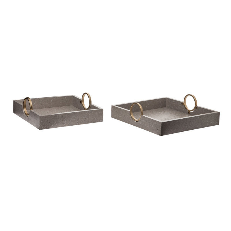 Ensemble de 2 plateaux gris 13,78 po, Gris