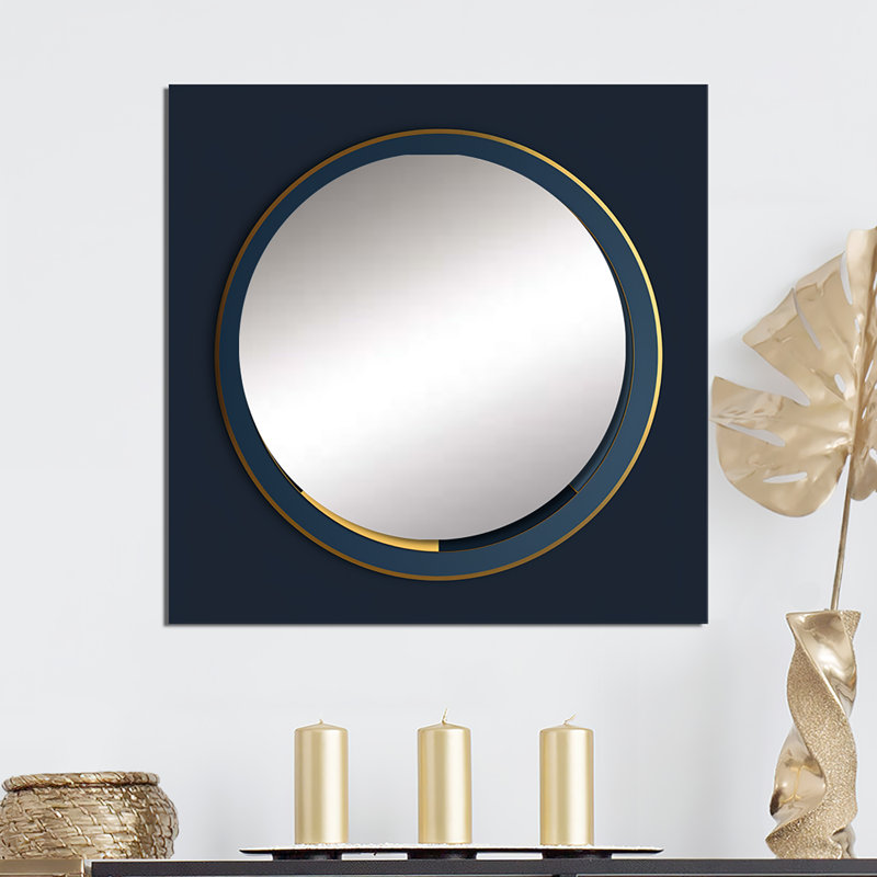 Demeka - Grand miroir carré géométrique pour décoration murale, 23 po x 23 po