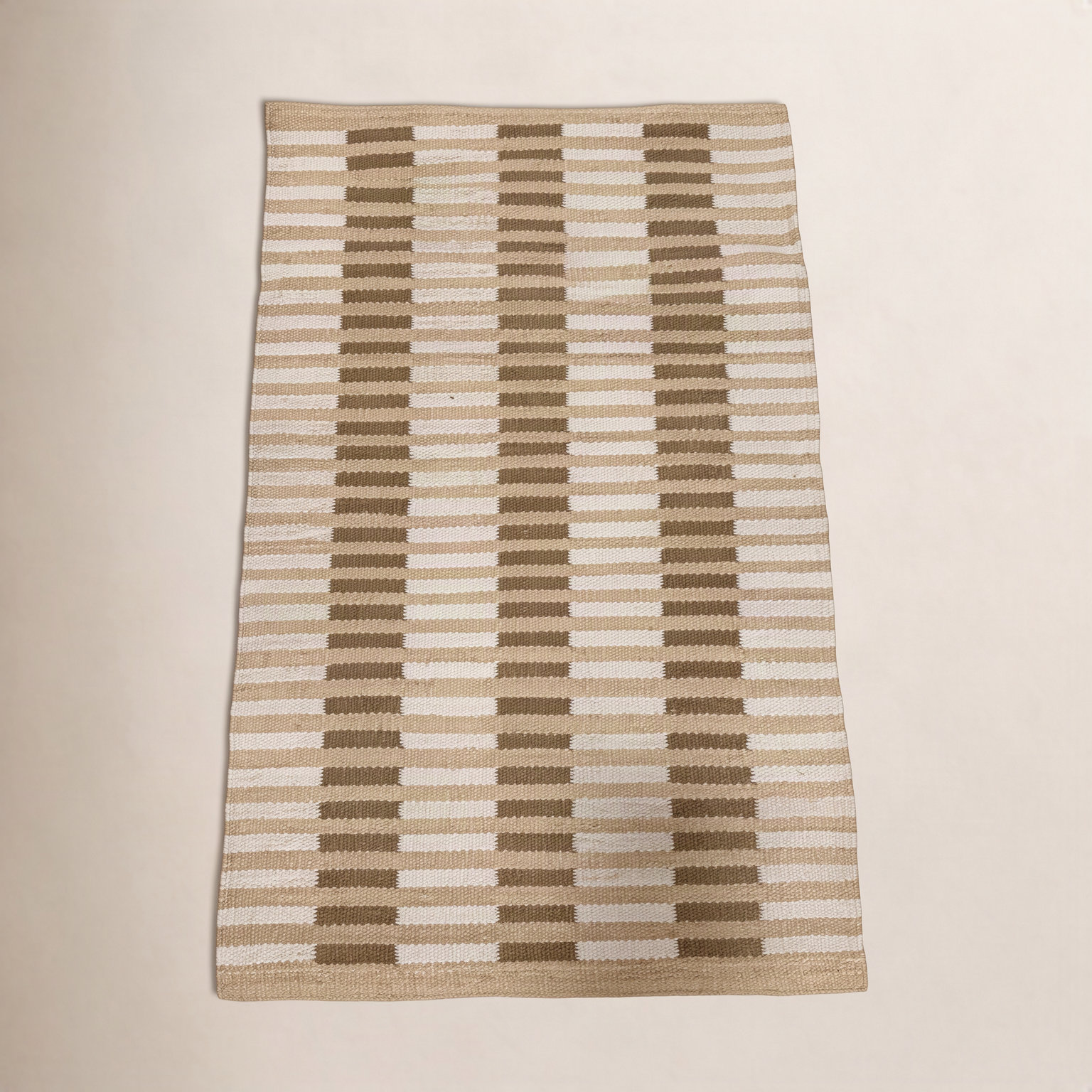 Acerra Beige Hand-Woven Striped Outdoor Rug, Rectangle 2' x 3'