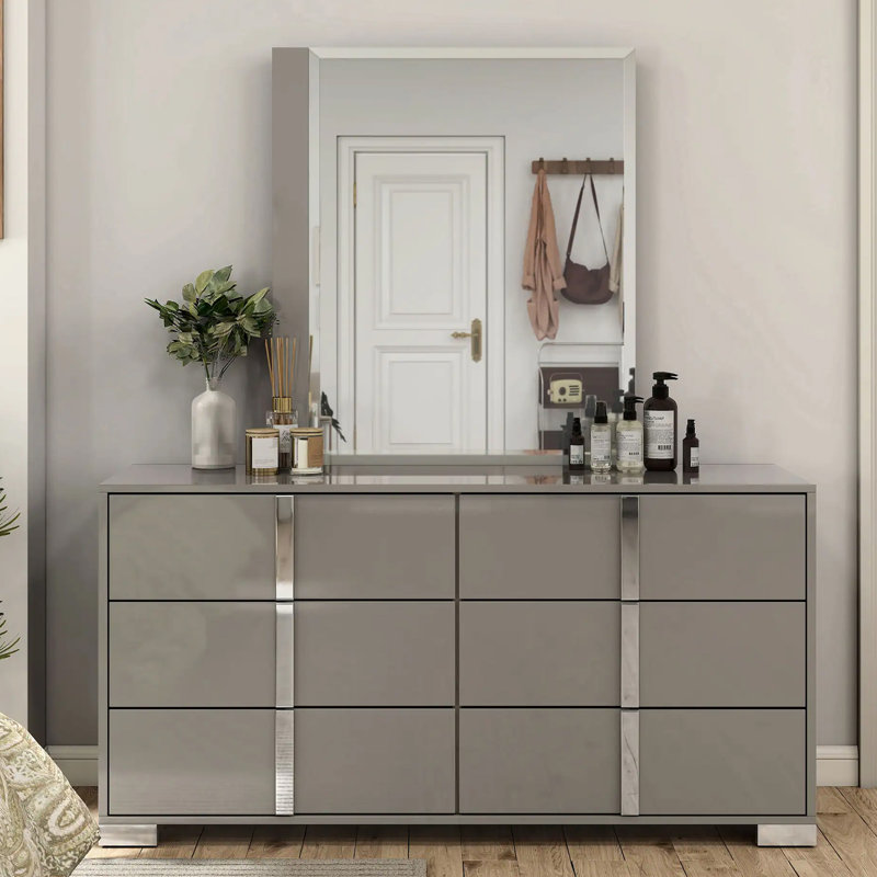 Miroir contemporain l 34,4 po, taupe clair, Gris