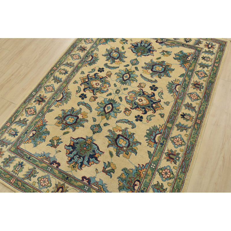 Tapis beige nouvel âge en laine 4 pi 10 po x 6 pi 10 po Mykaila