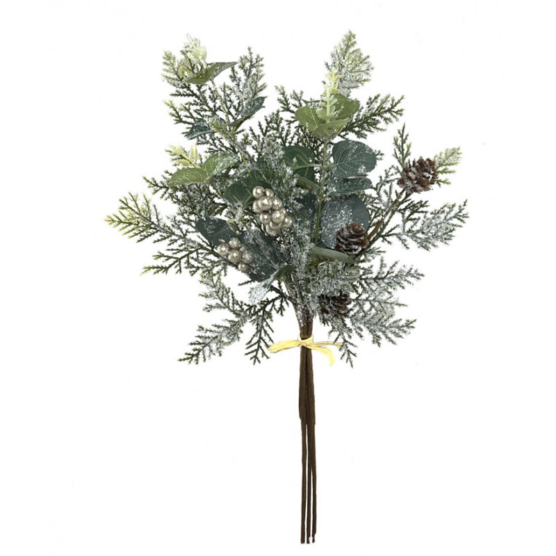 Cèdre, baies et pommes de pin pulvérisent des plantes et des arbres artificiels