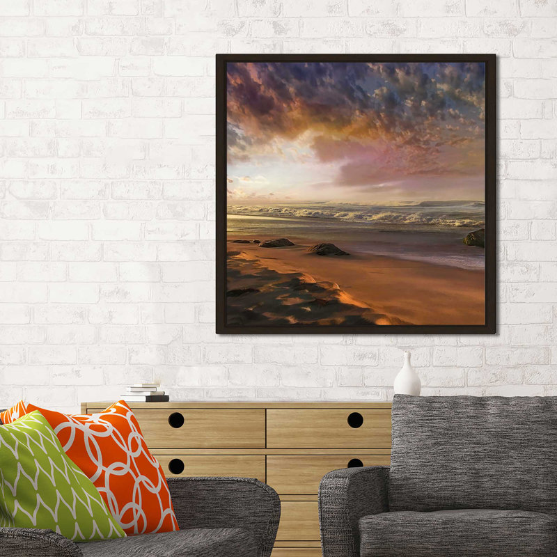 «Summer Magic», reproduction, H 39,5 po x l 63,5 po x P 2 po, Cadre flottant espresso