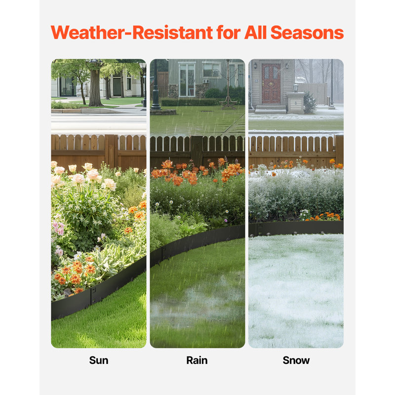 Steel Landscape Edging Rust-Resistant Edging Border, 3.25 ft. W x 0.68 ft. H, Black
