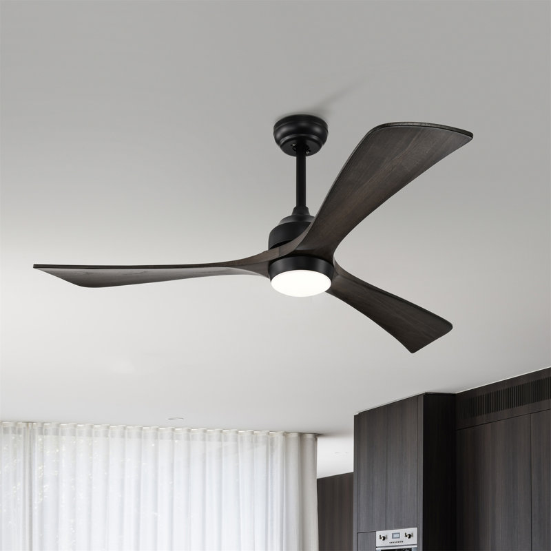 Ventilateur de plafond Led, Bois brun foncé, Noir, Bois brun foncé