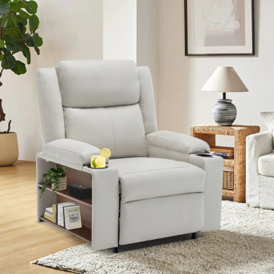 Single Motor Space-Saving Multi-Functional Recliner With Double-Sided Storage Shelves