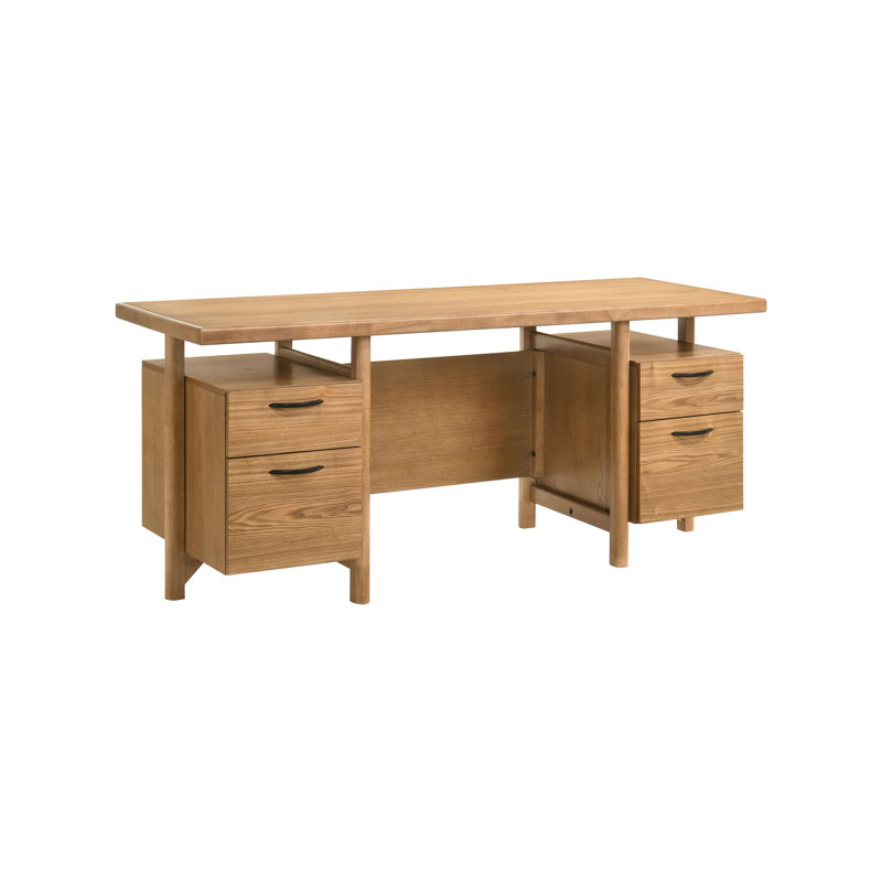 69.4" W Transitional Computer Desk, Brown