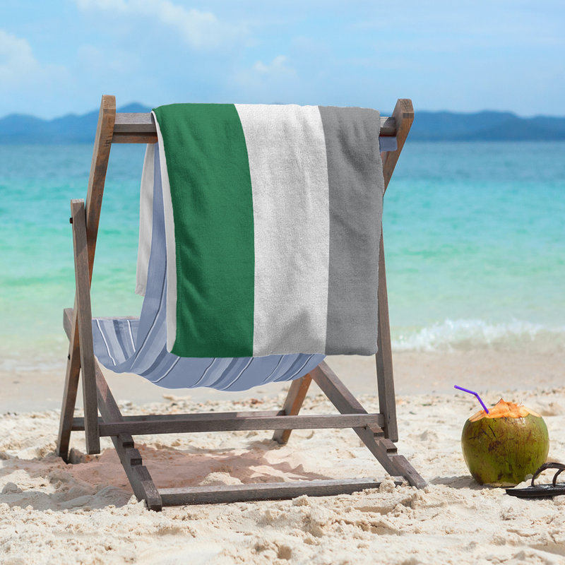 Beach Towel, Green/Gray/Off White