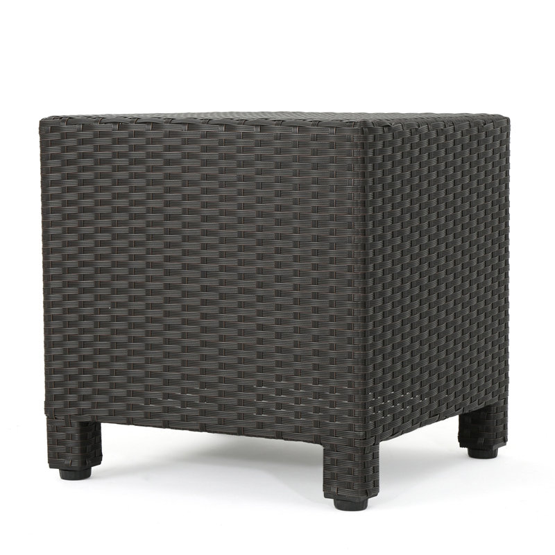 Outdoor 19" Cast Aluminum Side Table, Dark Brown