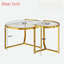 Ensemble de tables basses gigognes modernes avec dessus en verre trempé et structure en métal doré-590595982