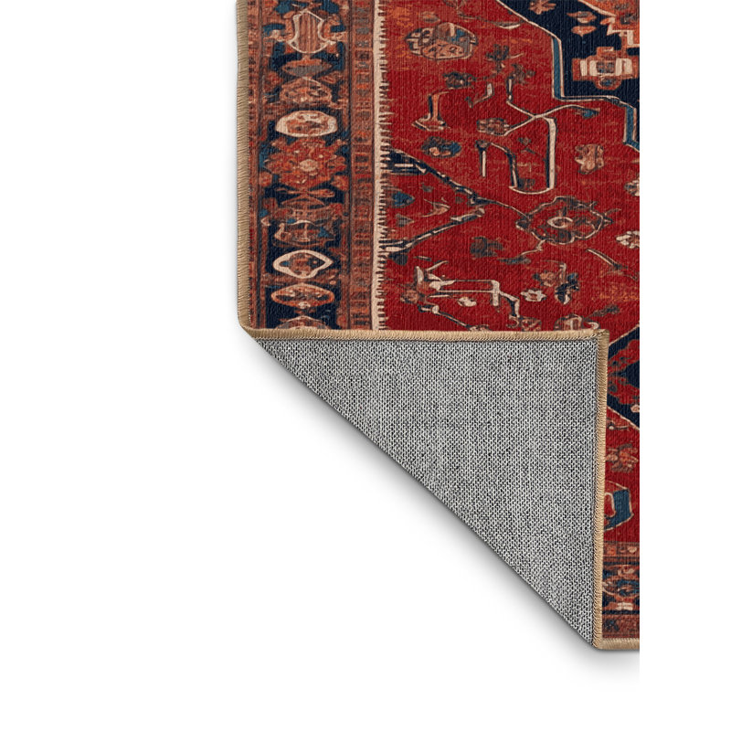 Machine Washable Persian Brown Area Rug, Round 5'