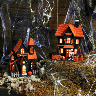 Maison d'Halloween en carton 8 po DEL