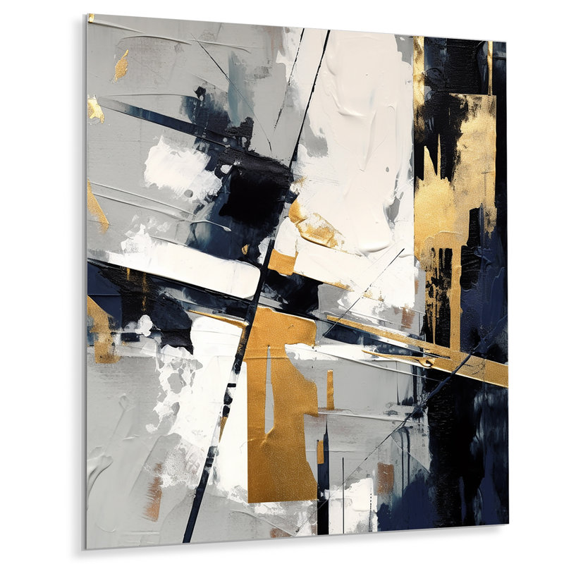 Décoration murale en métal Grey Gold Impressions Transcendent II - Formes abstraites, H 32 po x l 16 po