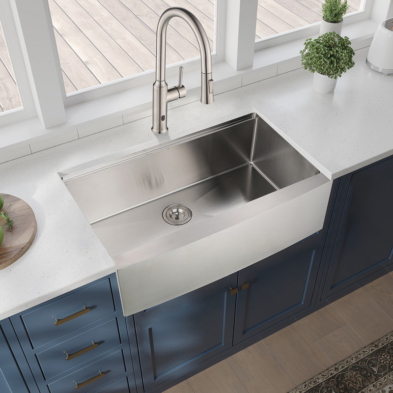 33X22x10"Farmhouse Apron Single Bowl Stainless Steel Kitchen Sink With Workstation