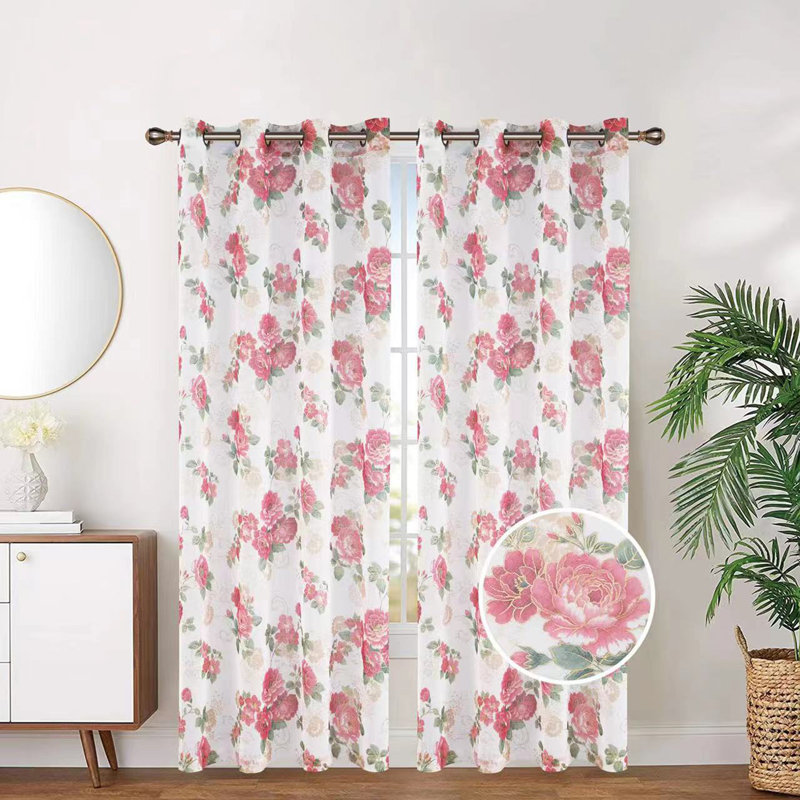 Sheer Curtain Pair, Red