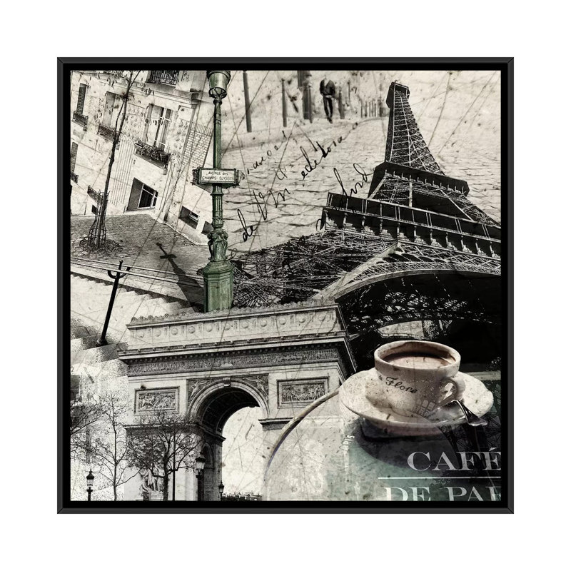 Paris par GraphINC - impression sur toile tendue, Toile avec cadre noir, H 26 po x l 26 po x P 1,5 po