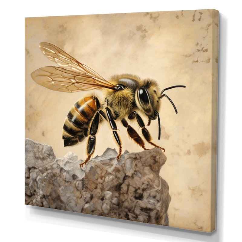 Art floral sur toile, "Floral Bee II", H 36 po x l 36 po x P 1,5 po, Toile tendue