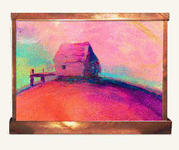 Fontaine galaxie en acrylique sur une colline