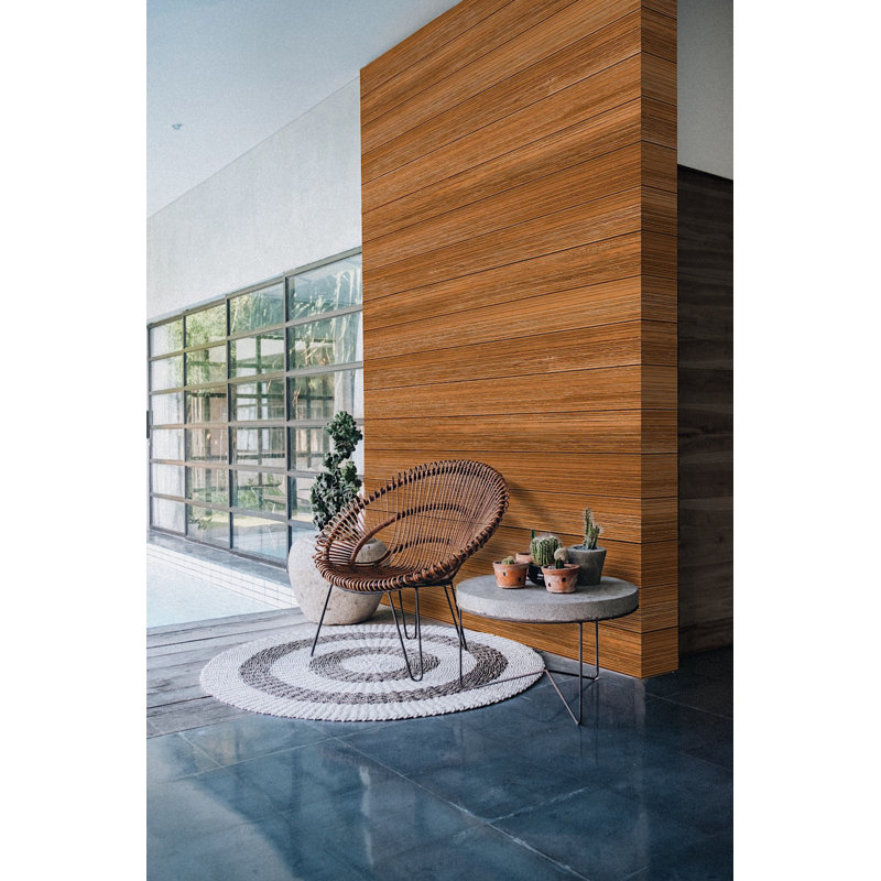 Thermally Modified Hickory Wood Grooved Siding Boards, 96" x 6.25", Brown Finish