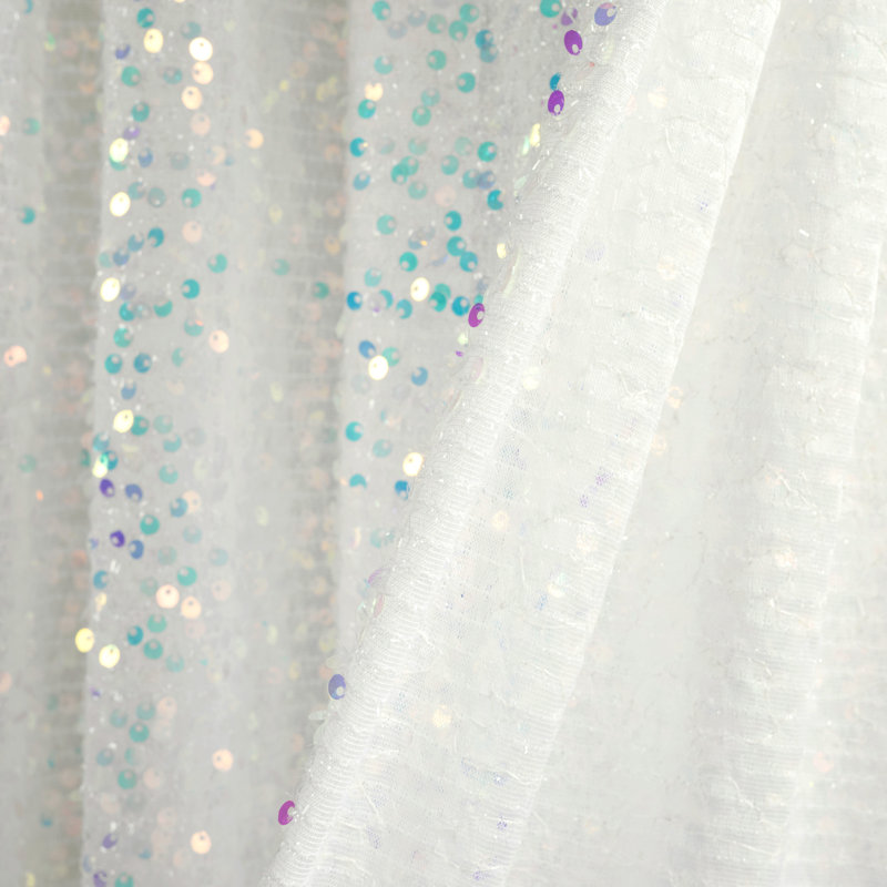 Lush Decor Ballgown Glam Sparkle Sequins Semi-Sheer Single Curtain Panel, White