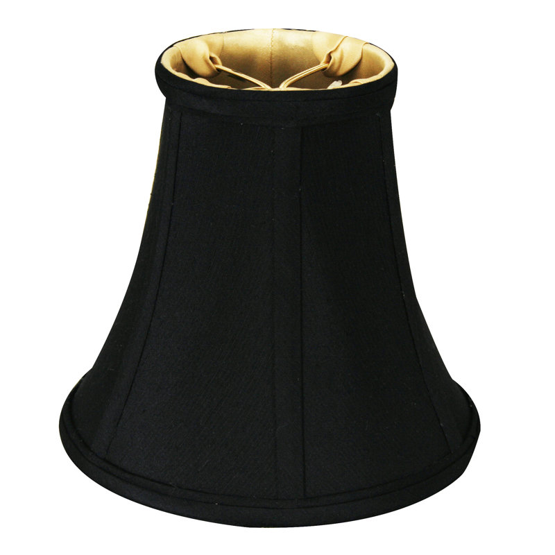 Abat-jour cloche en soie / shantung de 6,25 po (pince flamme), Noir / Blanc cassé