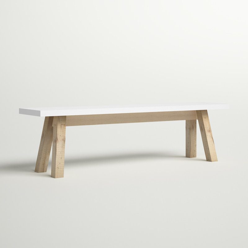 Reba Wood Bench, White/Oak
