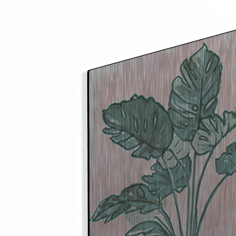 «Pink Palms 1» par Stellar Design Studio, art mural en métal, 16 po x 24 po, H 24 po x l 16 po