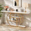 Table d'appoint 70,9 po, canapé doré moderne derrière le canapé avec rangement à 4 niveaux, table d'appoint en faux marbre blanc pour le salon, le couloir et l'entrée
