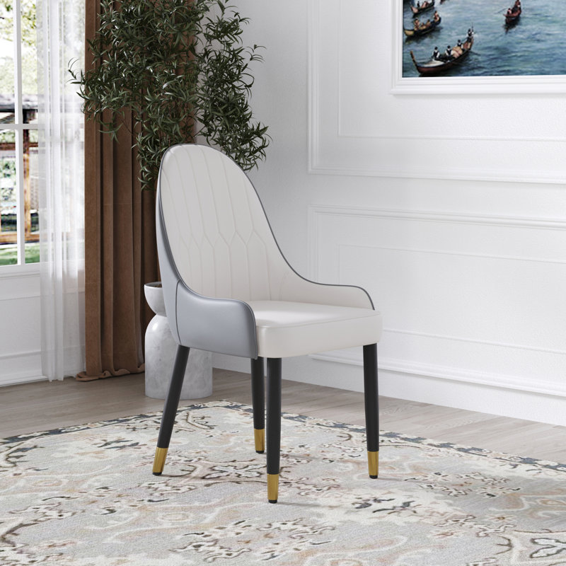 Chaise de salle à manger moderne en similicuir avec conception ergonomique et pieds en bois massif, ensemble de 2 pour une assise confortable