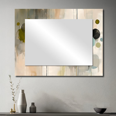 Minimalisme gris et beige encre éruptive I - miroir d'art cinétique pour décoration murale - imprimé sur métal