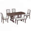 Ensemble de salle à manger extensible 6 pièces avec chaises rembourrées et banc, parfait pour les réunions élégantes et la décoration polyvalente