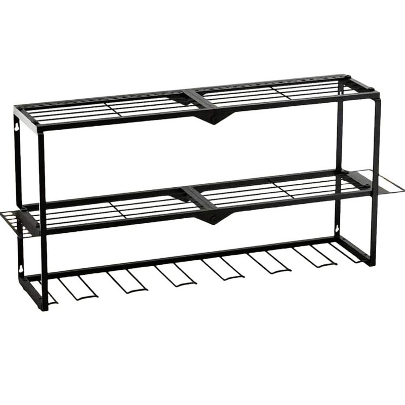 Organisateur d'outils en métal robuste avec 7 porte-perceuses, rangement de garage pour outils sans fil, compatible avec une tablette d'atelier, diyers Good Day, conception sécurisée et compacte, père parfait, rouille