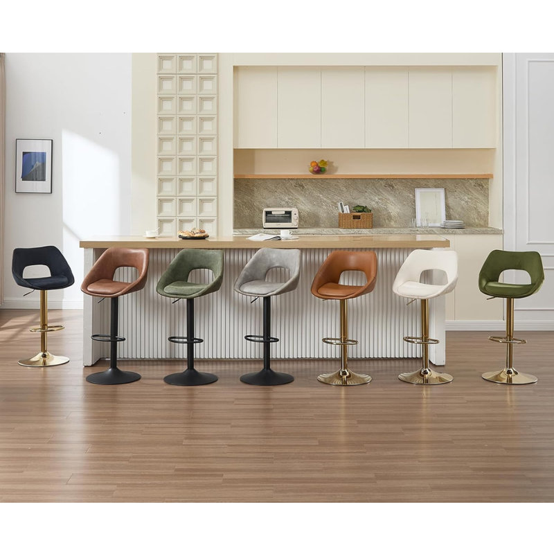 Wahson Bar Stools in Velvet Modern Chic Swivel Counter Chairs with Hollow Backrest for Home, Black