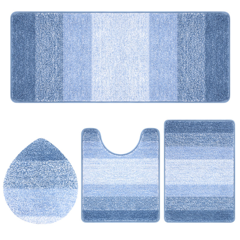 Lazzuro Microfiber Non-Slip Rugs, Blue/White