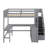 Full Size Wooden Loft Bed Frame With Integrated L-Shaped Desk, 3 Storage Shelves, And Built-In Storage Stairs-1158760002