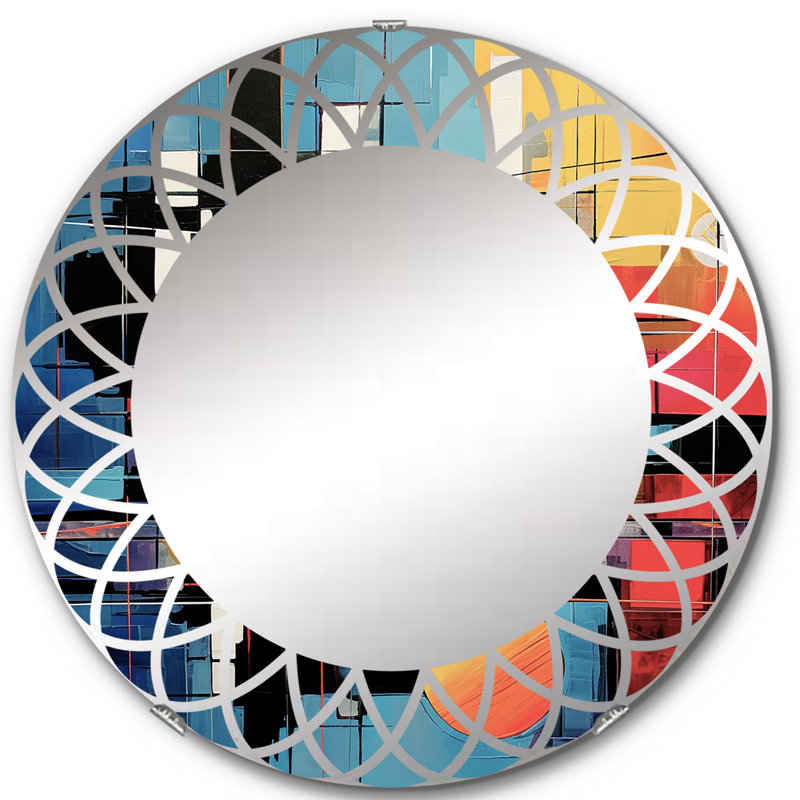 Dalleon - Miroir mural Mid-Century rond, 24 po x 24 po