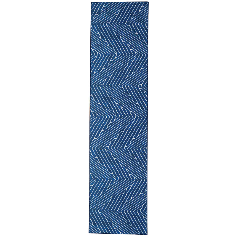 Tapis bleu et ivoire Delacroy, Tapis de couloir 2 pi x 8 pi