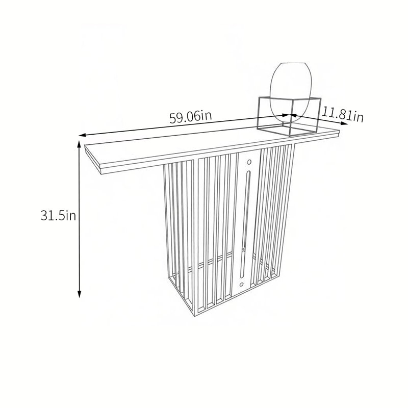 Console de foyer simple en métal, 31.5" H x 59.06" L x 11.81" W