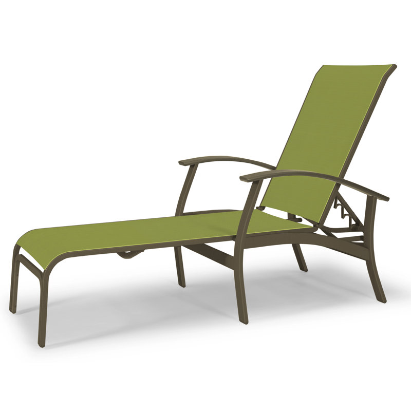 Askar Outdoor Rust-Resistant Metal Chaise Lounge, Textured Beachwood, Lime 38D Sunbrella®, Beachwood P40