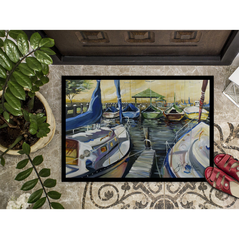 Tapis de porte d’intérieur anti-dérapant 7 bateaux voiliers, Rectangle 2 pi x 3 pi