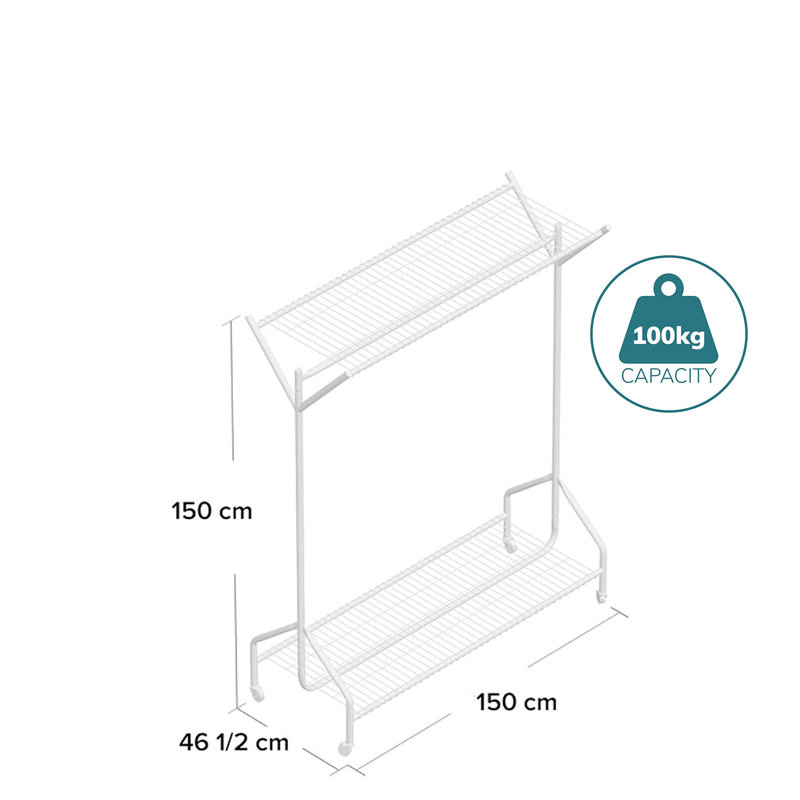 150cm Rolling Clothing Rack