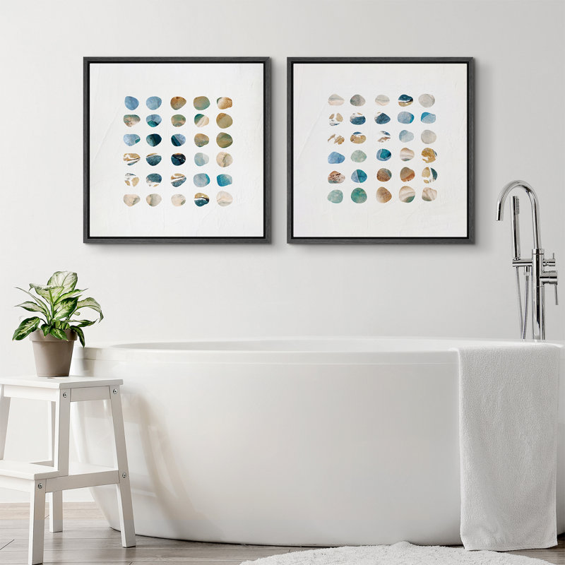 «Geometric Circle Collages», ensemble de 2 reproductions d'art encadrées sur toile encadrées nautiques, H 24 po x l 24 po
