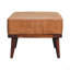 Buffalo Leather Footstool, Upholstered, Nordic Legs, Tan And Dark Brown